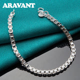 925 Silver 3MM Box Chain Bracelet For Women