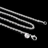 925 Silver 3mm Twisted Link Chains Necklace Jewelry