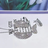 925 Silver Feathers Jewelry Set For Women Anniversary Gift