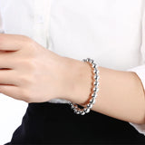 925 Silver Round Ball Beads Bracelet For Women Girls Charm Jewelry