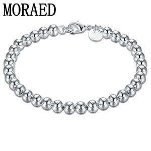 925 Silver Round Ball Beads Bracelet For Women Girls Charm Jewelry