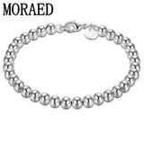925 Silver Round Ball Beads Bracelet For Women Girls Charm Jewelry