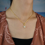 925 Silver Lover Lock Pendant Necklace Steampunk Padlock Chain Collier Gift