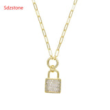 925 Silver Lover Lock Pendant Necklace Steampunk Padlock Chain Collier Gift