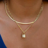 925 Silver Lover Lock Pendant Necklace Steampunk Padlock Chain Collier Gift