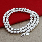 925 Silver Bead Chain Necklace Men Women Jewelry