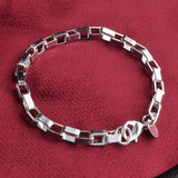 925 Silver 4MM Box Chain Bracelet Women Jewelry