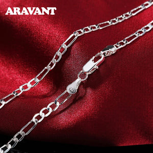925 Silver 4MM Sideway Chains Necklace Men Women Jewelry
