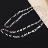 925 Silver 4MM Sideway Chains Necklace Men Women Jewelry