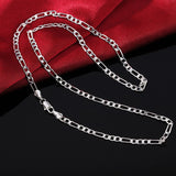 925 Silver 4MM Sideway Chains Necklace Men Women Jewelry