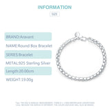 925 Silver 4MM Round Box Chain Charm Bracelet For Women Jewelry