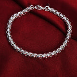 925 Silver 4MM Round Box Chain Charm Bracelet For Women Jewelry