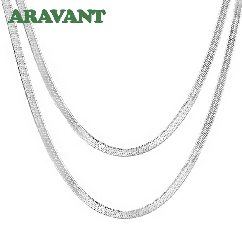 925 Silver Snake Bone Necklace Chain 4MM