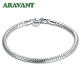 925 Silver 4MM Snake Chains Bracelets For Women Wedding Jewelry