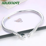 925 Silver 4MM Snake Chains Bracelets For Women Wedding Jewelry