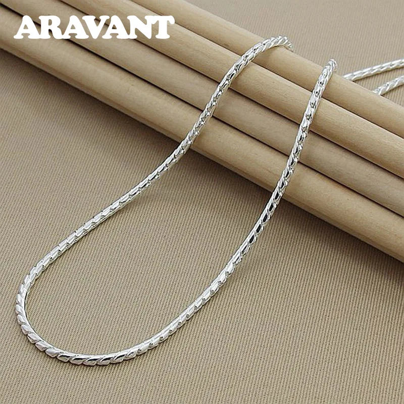925 Silver 4MM Twist Chain Necklace for Jewelry