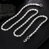 925 Silver 4MM Twist Snake Chain Necklace Men Women 16-30 Inches