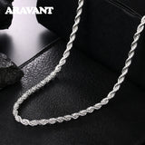 925 Silver 4MM Twist Snake Chain Necklace Men Women 16-30 Inches