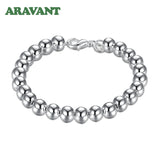 925 Silver Bead Chain Bracelet For Women Charm Jewelry