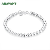 925 Silver Bead Chain Bracelet For Women Charm Jewelry