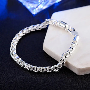 925 Silver Twisted Charm Bracelets For Men Women