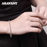 925 Silver Smooth Beads Chain Bracelet Women Wedding Jewelry