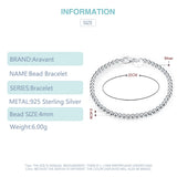 925 Silver Smooth Beads Chain Bracelet Women Wedding Jewelry
