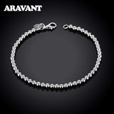 925 Silver Smooth Beads Chain Bracelet Women Wedding Jewelry
