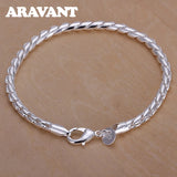 925 Silver 4mm Twisted Bracelet Chains Women Jewelry