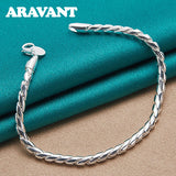925 Silver 4mm Twisted Bracelet Chains Women Jewelry