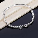 925 Silver 5MM Box Chain Bracelet For Women Jewelry Accessories Gift