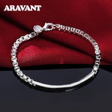 925 Silver 5MM Box Chain Bracelet For Women Jewelry Accessories Gift