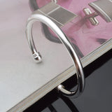 925 Silver Double Bead Open Cuff Bracelet for Women