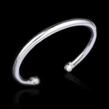 925 Silver Double Bead Open Cuff Bracelet for Women