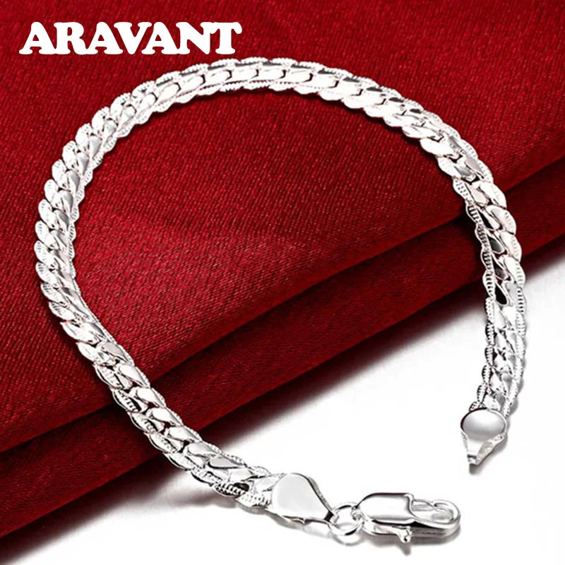 925 Silver 5MM Men's Sideways Bracelets