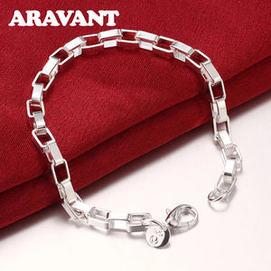 925 Silver 5mm Box Chain Bracelet Wedding Jewelry
