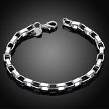925 Silver 5mm Box Chain Bracelet Wedding Jewelry