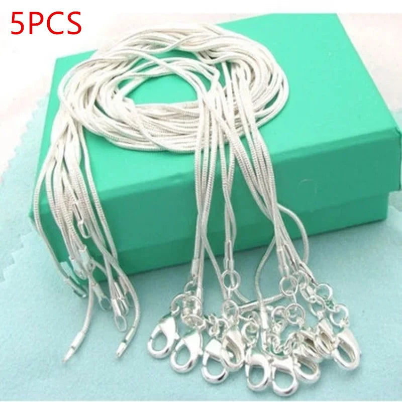 925 Silver 1mm Snake Chain Necklace 5pcs/Lot