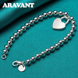 925 Silver 6MM Bead Bracelet Men Women Wedding Charm Jewelry