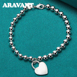925 Silver 6MM Bead Bracelet Men Women Wedding Charm Jewelry