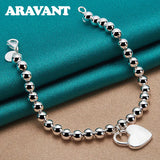 925 Silver 6MM Bead Bracelet Men Women Wedding Charm Jewelry