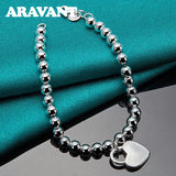 925 Silver 6MM Bead Bracelet Men Women Wedding Charm Jewelry