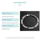 925 Silver 6MM Link Chain Bracelet Wedding Charm Jewelry