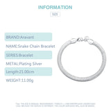 925 Silver 6MM Flat Snake Chain Bracelet Bangle Women Charm Jewelry
