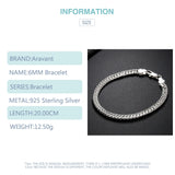 925 Silver 6MM Sideways Bracelet Chain for Men Women