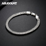 925 Silver 6MM Sideways Bracelet Chain for Men Women
