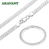 925 Silver Sideways Necklace & Bracelet Set Wedding Gift