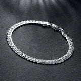925 Silver Sideways Necklace & Bracelet Set Wedding Gift