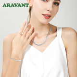 925 Silver Sideways Necklace & Bracelet Set Wedding Gift