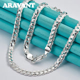 925 Silver 6mm Full Sideways Necklace 16/18/20/22/24 Inch Chain